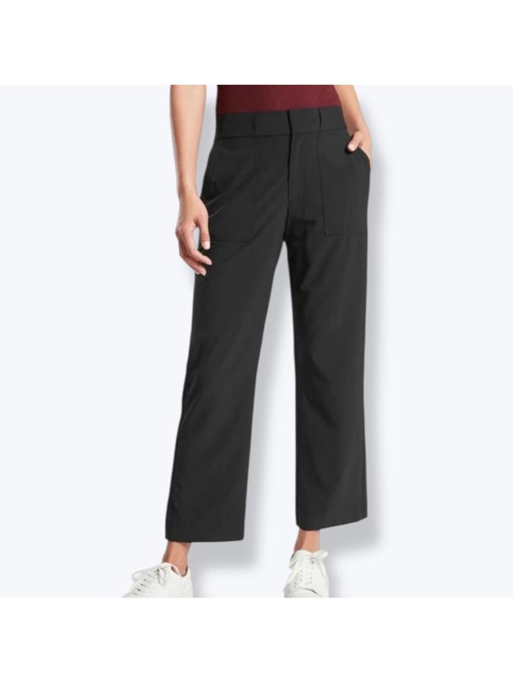 Athleta Tribeca Utility Pants Black Women's Size 12 Stretch Travel Work Chic